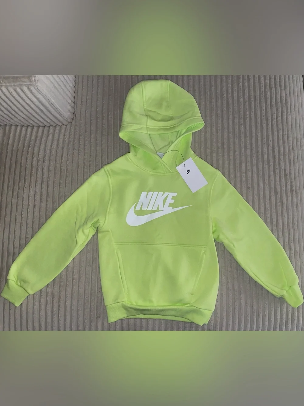 Nike Kids Neon Green Hooded Sweatshirt with White Logo